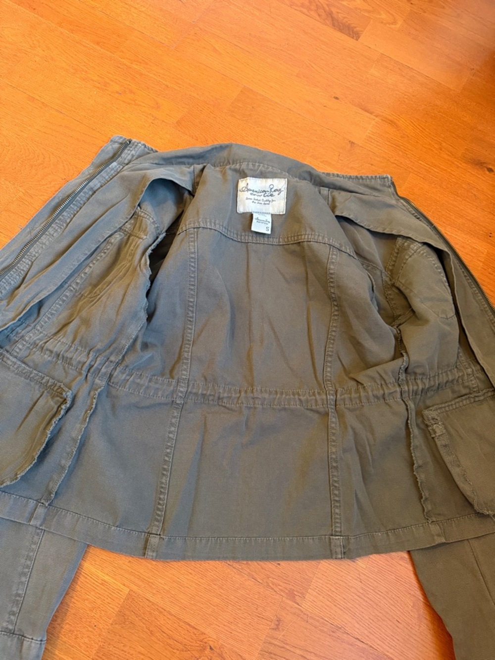 American Rag Small Olive-Grey Utility Shirt Jacket - Picture 4 of 11